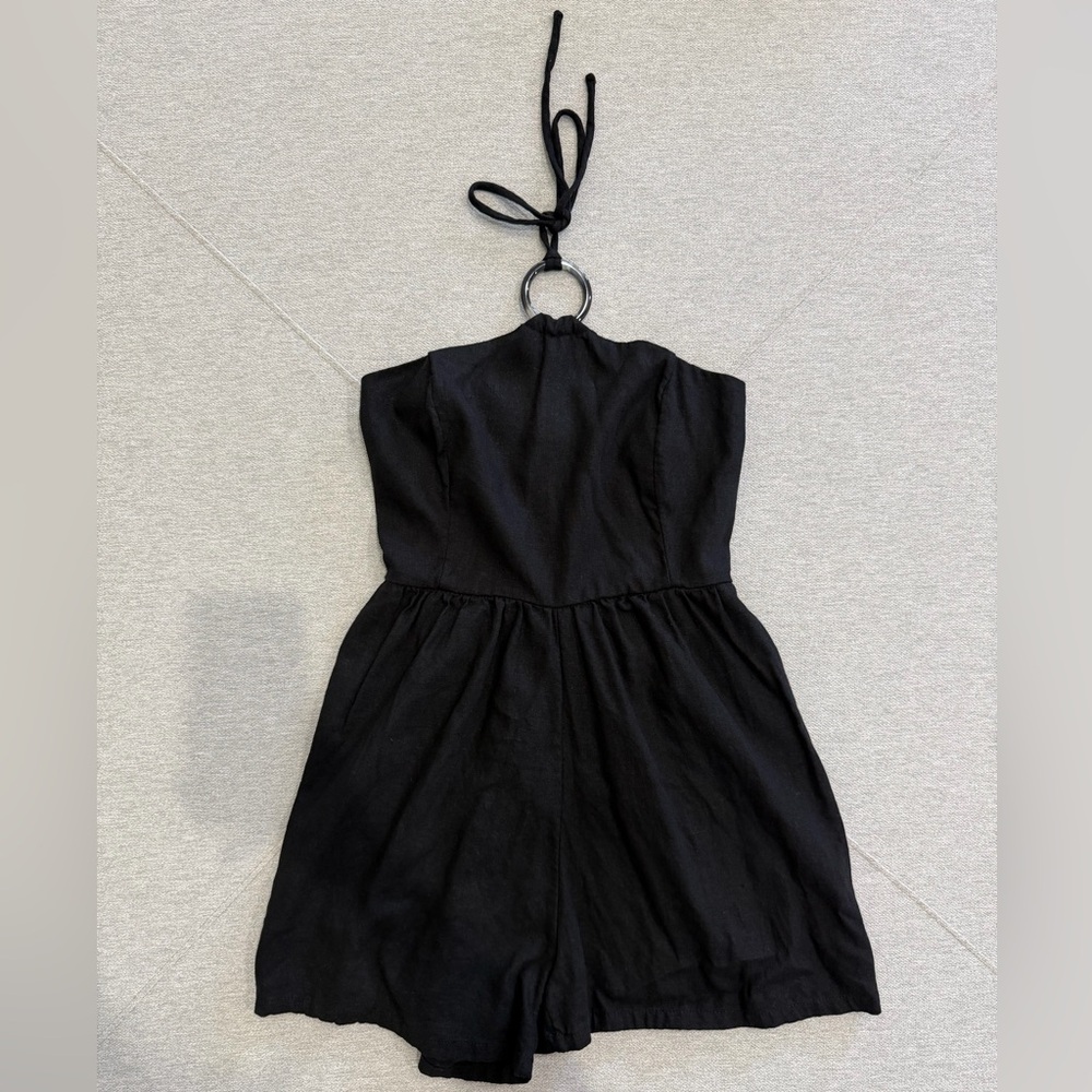 Old Navy Black Linen Romper